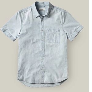Buck Mason men’s button up in L005 Light Wash (indigo chambray) size M